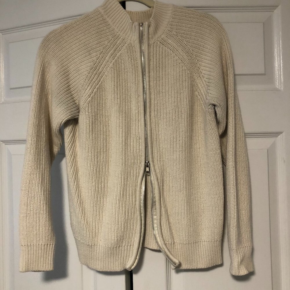 Cream Zipper-Back Sweater